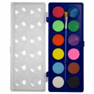 Acuarele 12 culori/set cu pensula, pastila mare , ambalare cutie carton