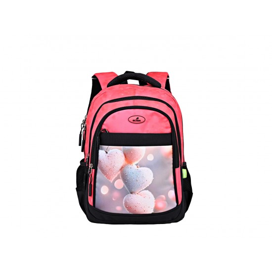 Ghiozdan 41 cm clasele I-IV Roz cu inimioare ECADA 614004