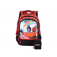 Ghiozdan  38 cm clasele I-IV rosu/negru mamarute GH3013