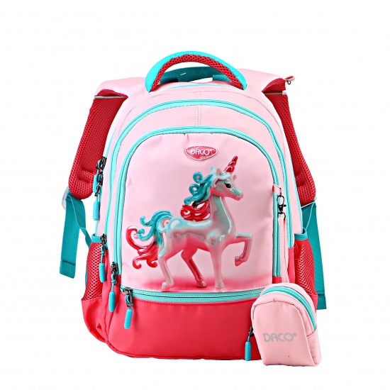 Ghiozdan 38 cm clasele I-IV roz/turcoaz unicorn GH3000 DACO