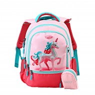 Ghiozdan 38 cm clasele I-IV roz/turcoaz unicorn GH3000 DACO