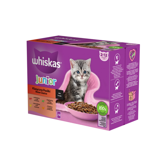 Whiskas Junior Hrană Umedă pentru Pisoi Selecții Clasice în Sos, 12 x 85 g