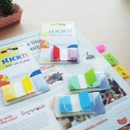 Film index autoadeziv 45 x 25mm, 50 file/set, cu dispenser, Stick"n Pop-up - transparent/verde