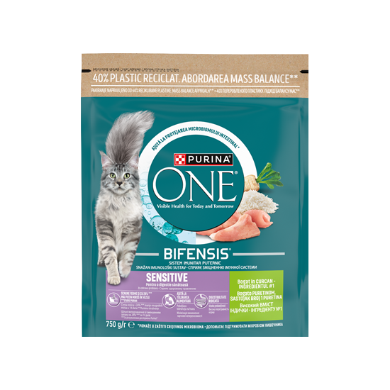 PURINA ONE Sensitive Hrana Uscata Pisici Curcan & Orez 750 g