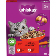 Whiskas Adult Hrană Uscată pentru Pisici cu Vită, 300 g