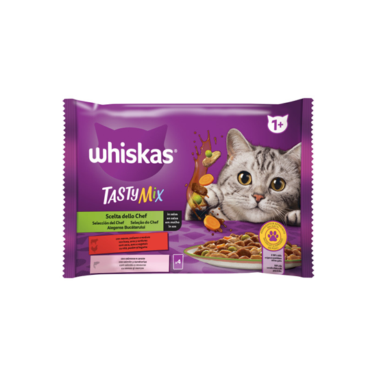Whiskas Tasty Mix Chef's Choice Hrană Umedă pentru Pisici Adulte, Asortat, 4 x 85 g