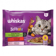 Whiskas Tasty Mix Chef's Choice Hrană Umedă pentru Pisici Adulte, Asortat, 4 x 85 g