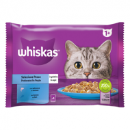 Whiskas Adult Hrană Umedă pentru Pisici, Selecție de Pește în Aspic, 4 x 85 g