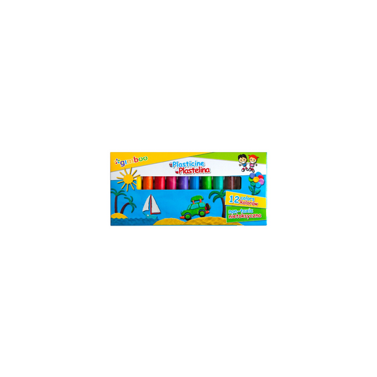 Plastilina standard, 12 culori/cutie, GIMBOO - 12 culori asortate