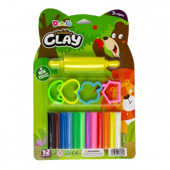 Set Plastilina inteligenta, Modelling Clay, 12 buc, Multicolor + accesorii modelare