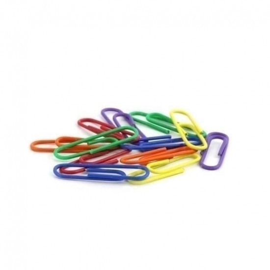 Agrafe plastifiate color Eco, rotunjite, 28 mm, 100 buc/cutie