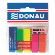 Index adeziv din plastic DONAU, 45 x 12 mm, set 5 x 25 file color