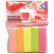 Page marker din hartie OFFICE Products, 15 x 50 mm, set 5 x 100 file pastel