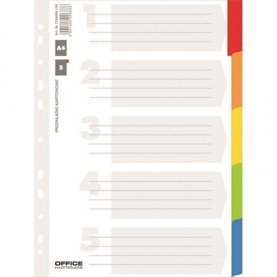 Separatoare A4 din carton OFFICE Products, 5+1 taste laminate color , hartie lucioasa 170gr