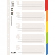 Separatoare A4 din carton OFFICE Products, 5+1 taste laminate color , hartie lucioasa 170gr