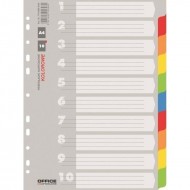 Separatoare A4 din carton OFFICE Products, 10+1 taste color , hartie lucioasa 170gr