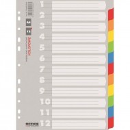 Separatoare A4 din carton OFFICE Products, 12+1 taste color , hartie lucioasa 170gr