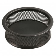 Suport Q-CONNECT MESH pentru agrafe, rotrund, din plasa metalica, d 90 mm x h 32 mm, negru