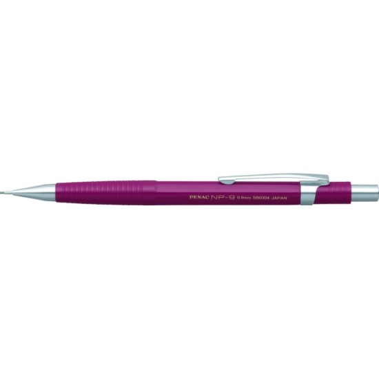 Creion mecanic profesional PENAC NP-9, 0.9mm, con metalic, varf cilindric fix - corp bordeaux