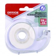 Banda adeziva invizibila de birou OFFICE Products cu dispenser, mata, in folie, 19 mm x 33 m