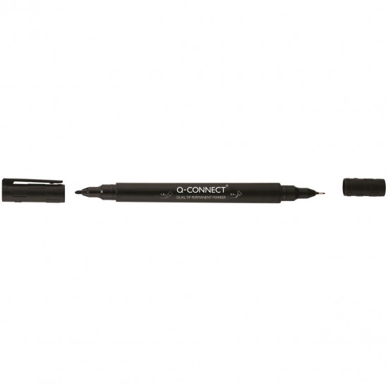 Marker permanent Q-CONNECT cu doua varfuri (0.4 mm / 1.0 mm), negru