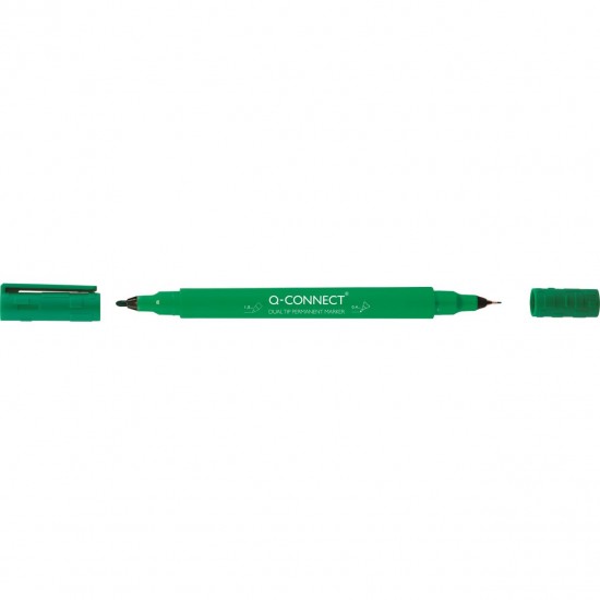 Marker permanent Q-CONNECT cu doua varfuri (0.4 mm / 1.0 mm), verde