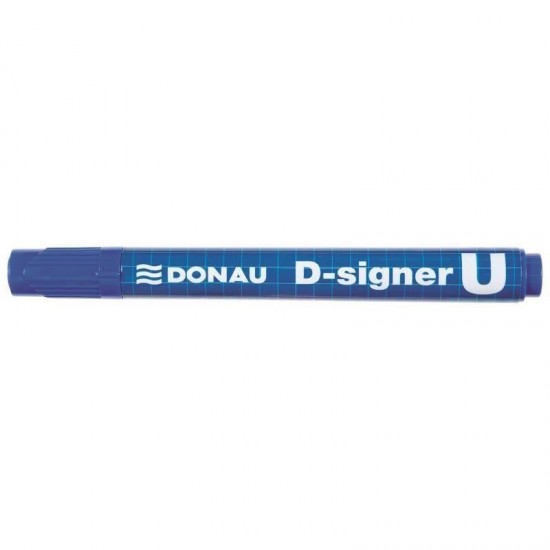 Marker permanent DONAU D-Singer U, varf rotund, scriere de 2 - 4 mm, albastru